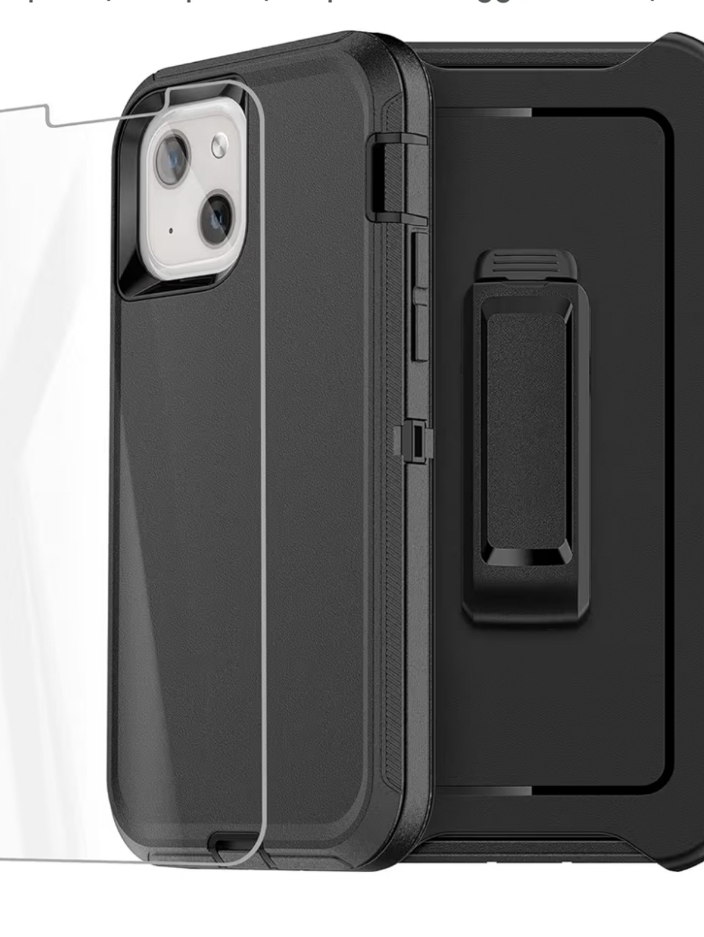 AICase for iPhone 13 Mini Case with Belt-Clip Holster, Screen Protector, Black